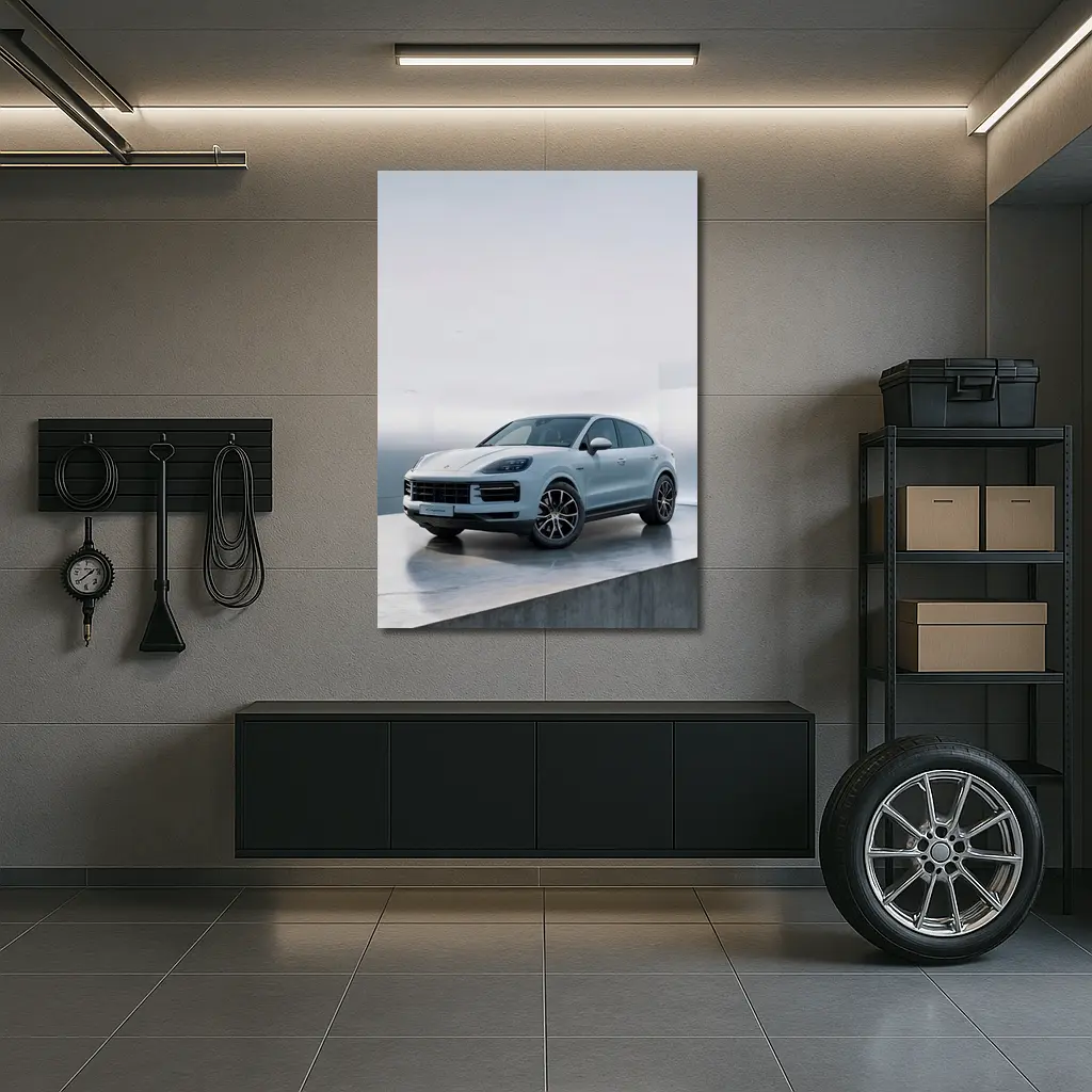 Porsche Cayenne White Studio Minimal Background – Wall Art