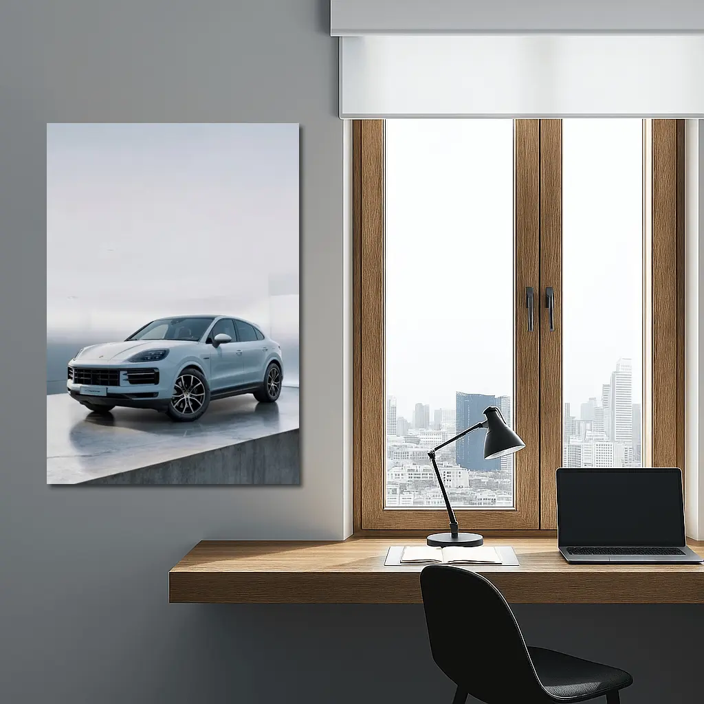 Porsche Cayenne White Studio Minimal Background – Wall Art