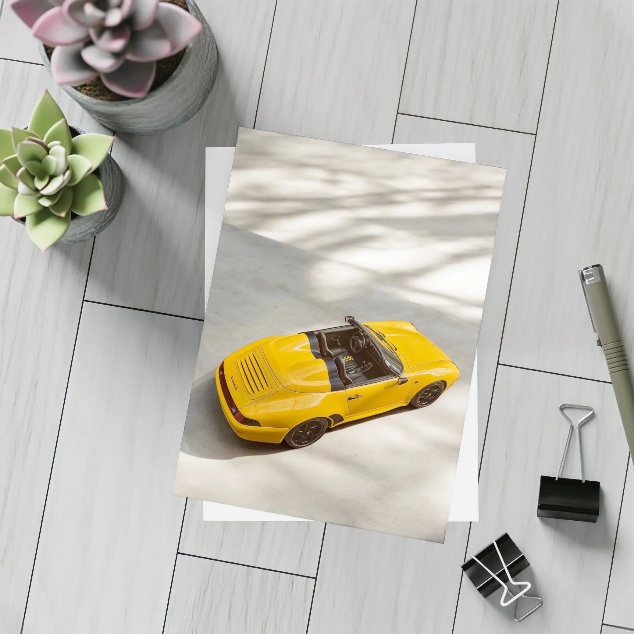 Porsche 911 Speedster Yellow Open Top View – Postcards