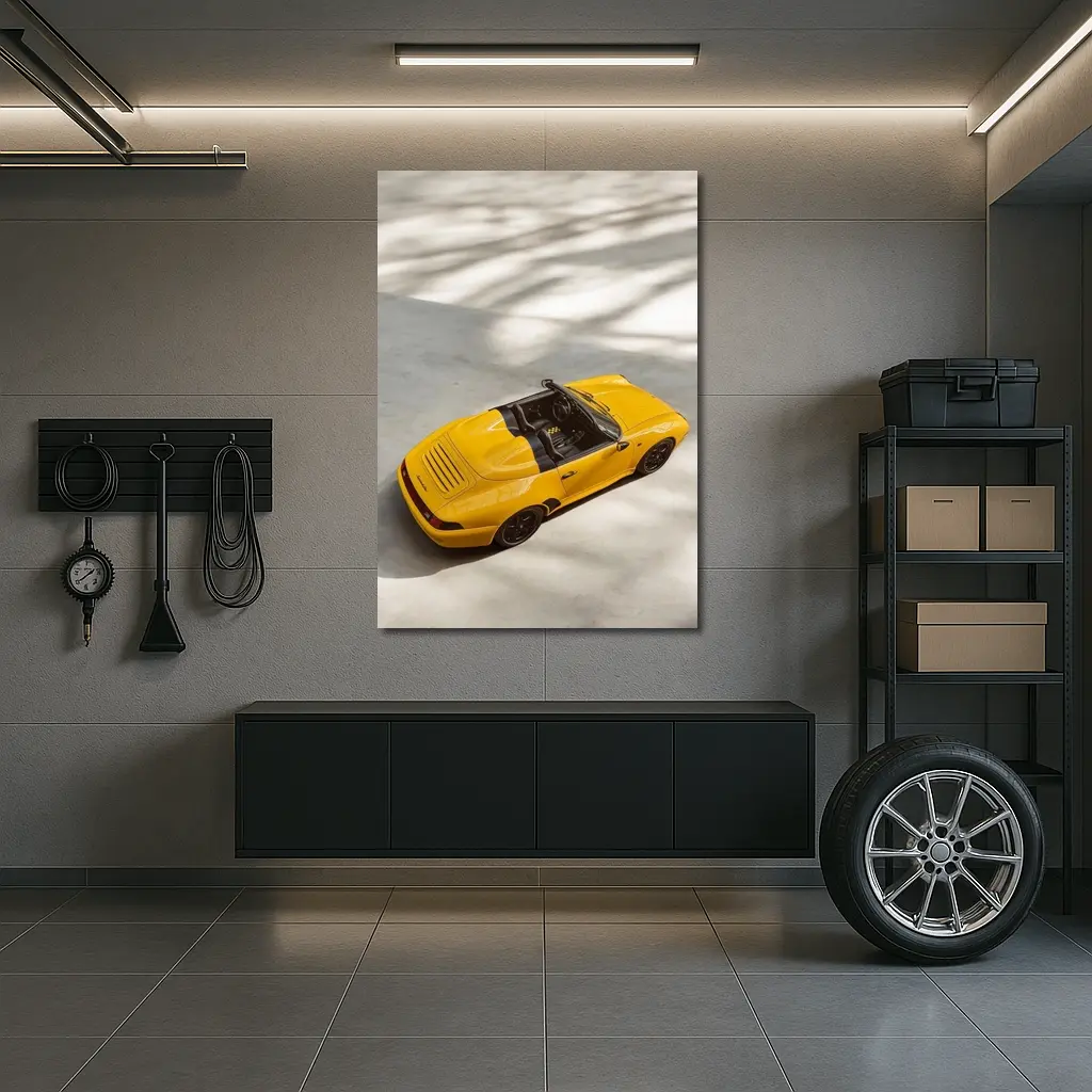Porsche 911 Speedster Yellow Open Top View – Wall Art
