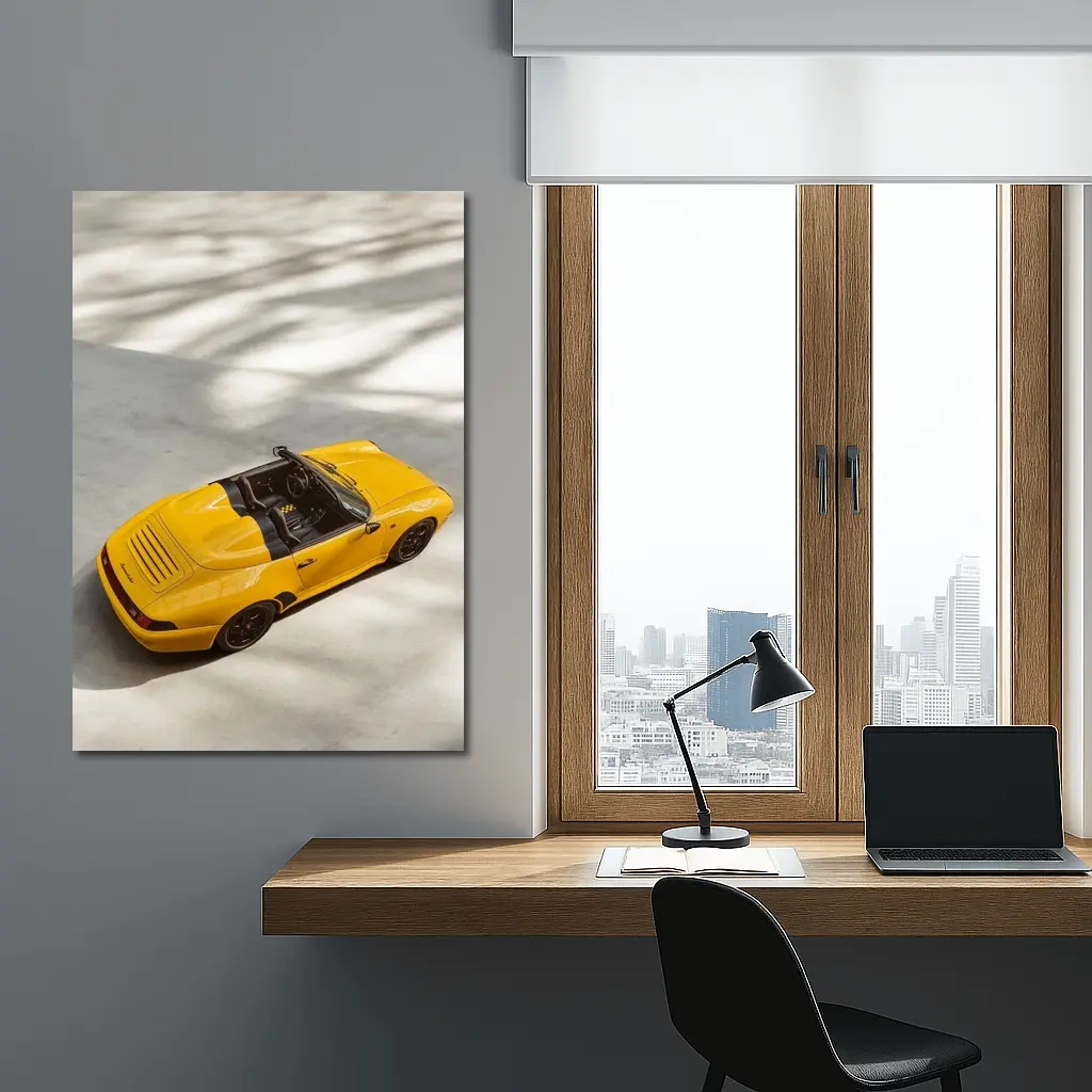 Porsche 911 Speedster Yellow Open Top View – Wall Art
