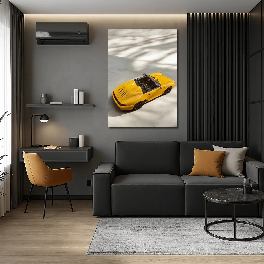 Porsche 911 Speedster Yellow Open Top View – Wall Art