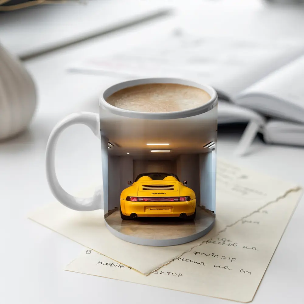 Porsche 911 Speedster Yellow Garage Interior – Mugs