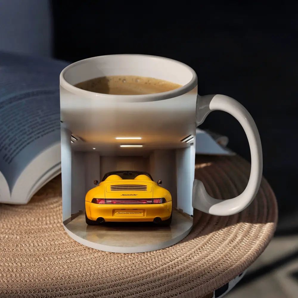 Porsche 911 Speedster Yellow Garage Interior – Mugs