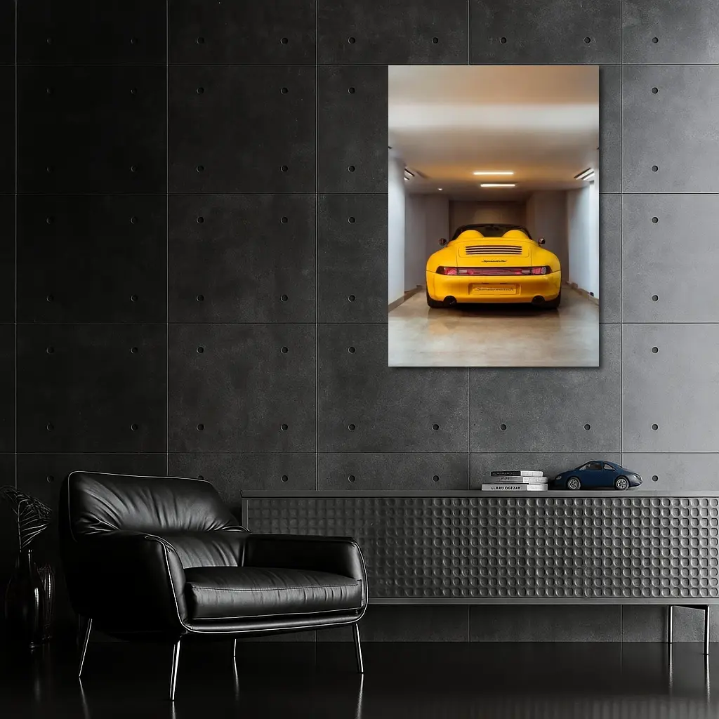 Porsche 911 Speedster Yellow Garage Interior – Wall Art