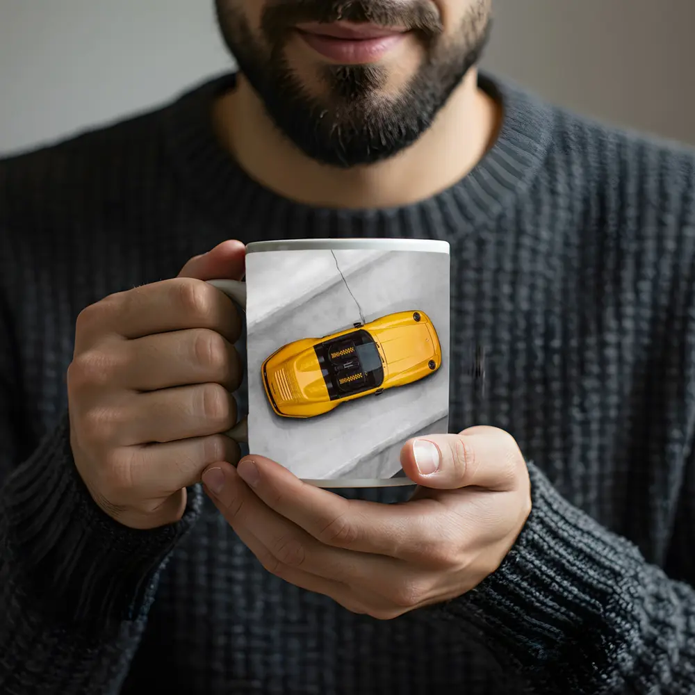 Porsche 911 Speedster Yellow Aerial Concrete – Mugs