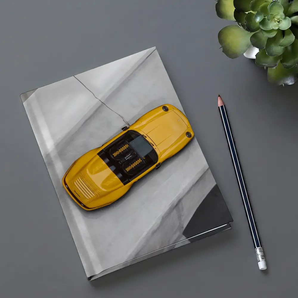 Porsche 911 Speedster Yellow Aerial Concrete – Notebooks