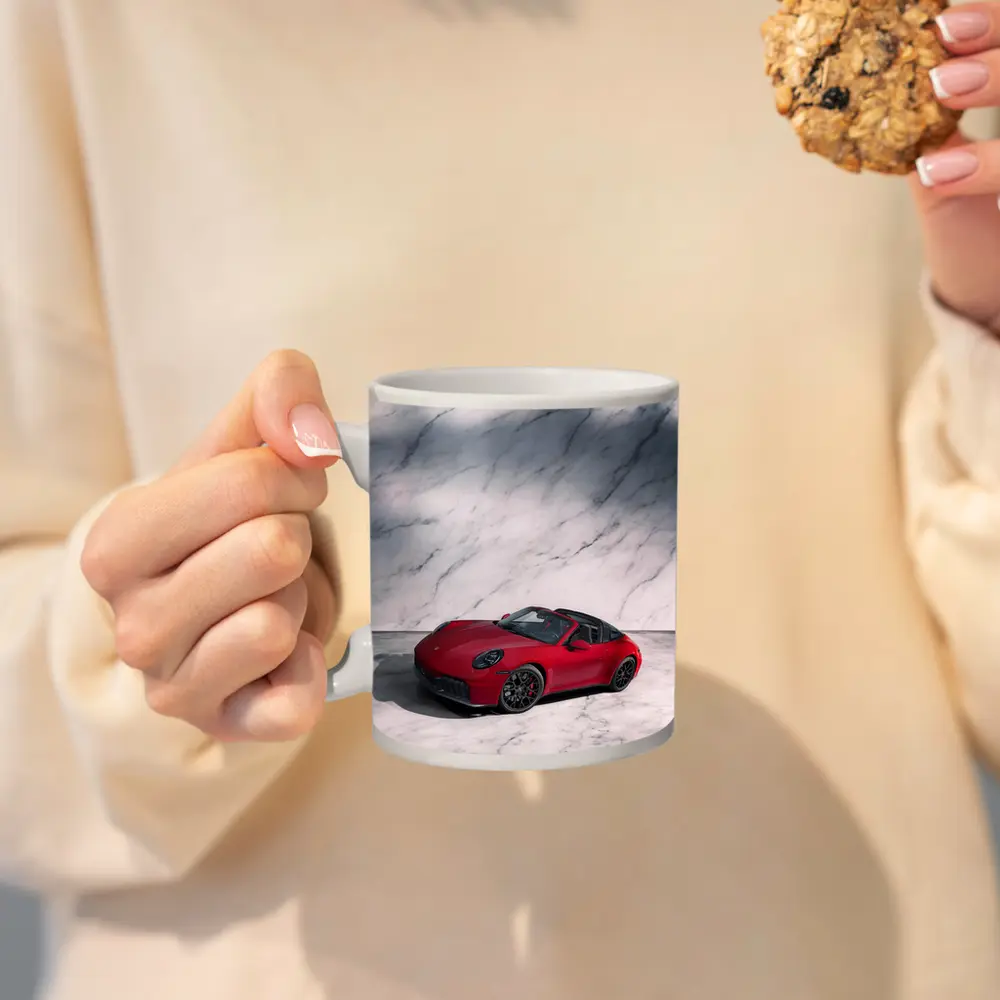 Porsche 911 Targa Red on Marble – Mugs