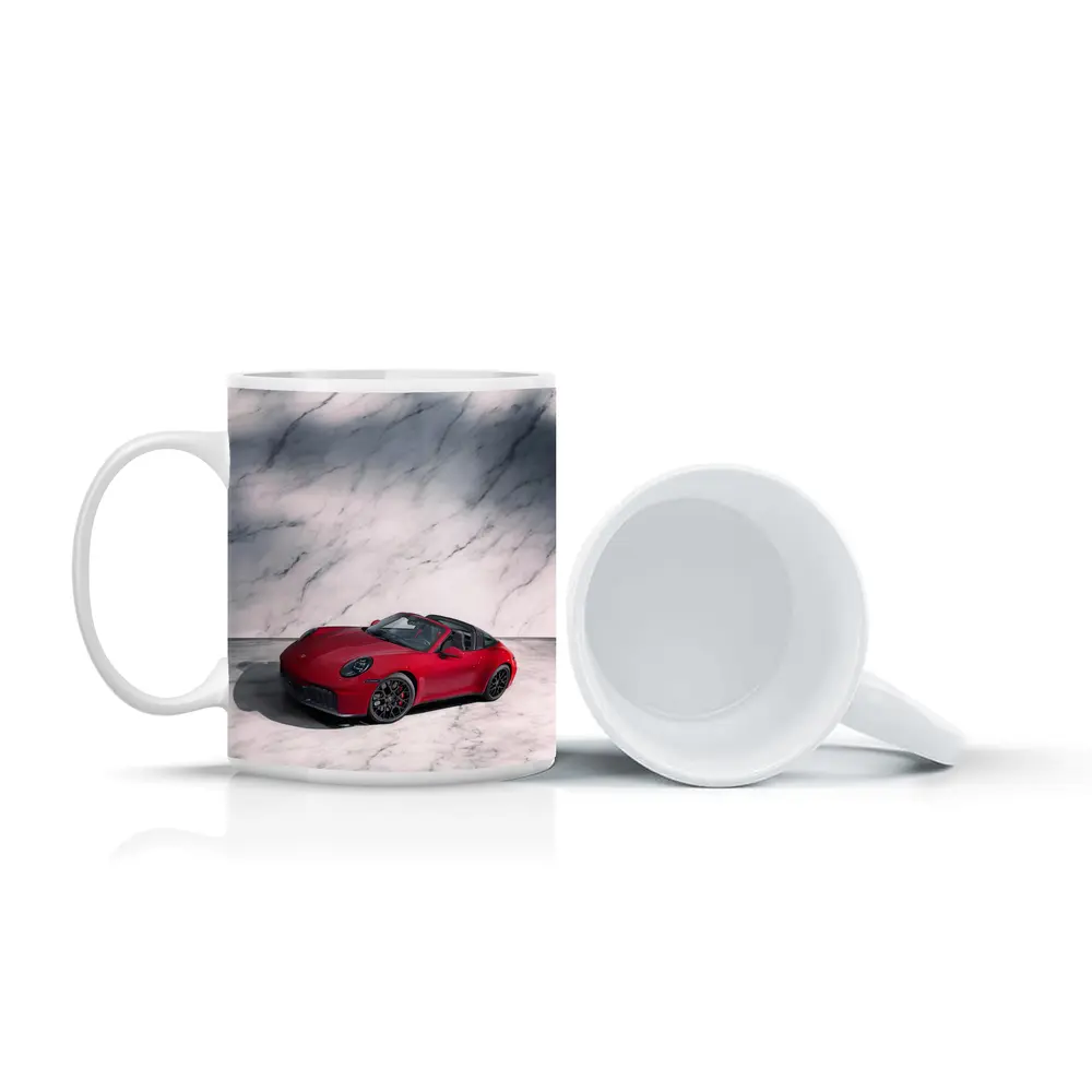 Porsche 911 Targa Red on Marble – Mugs