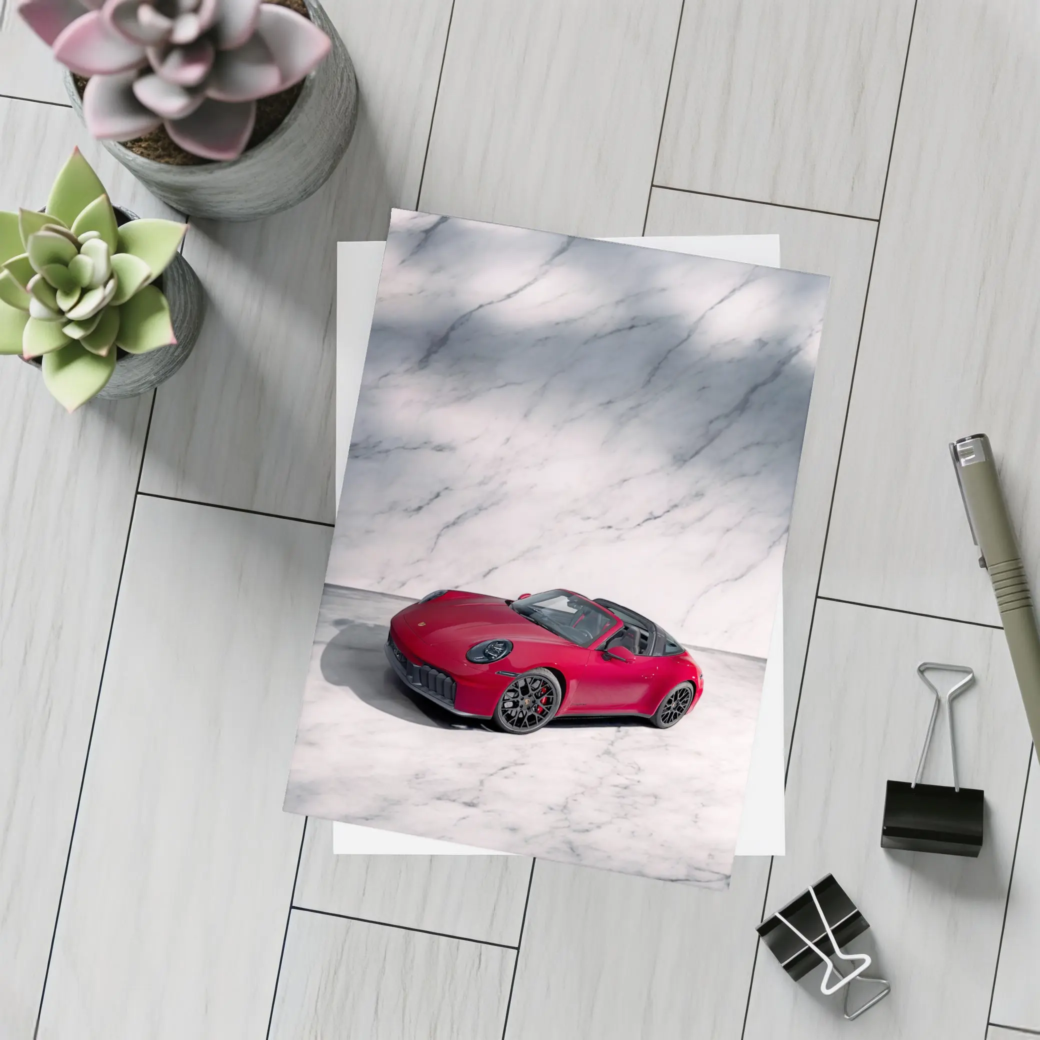 Porsche 911 Targa Red on Marble – Postcards