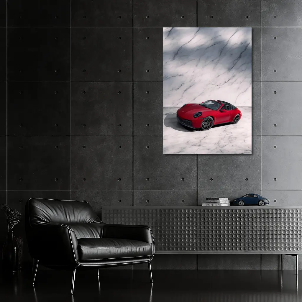 Porsche 911 Targa Red on Marble – Wall Art