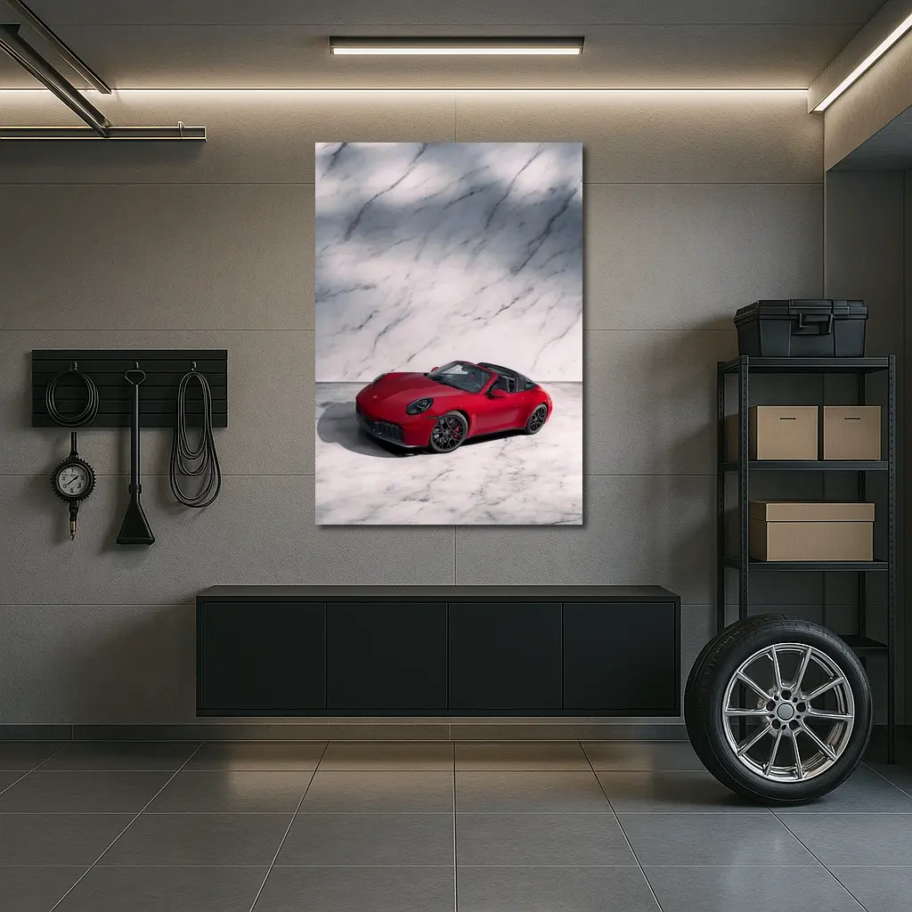 Porsche 911 Targa Red on Marble – Wall Art