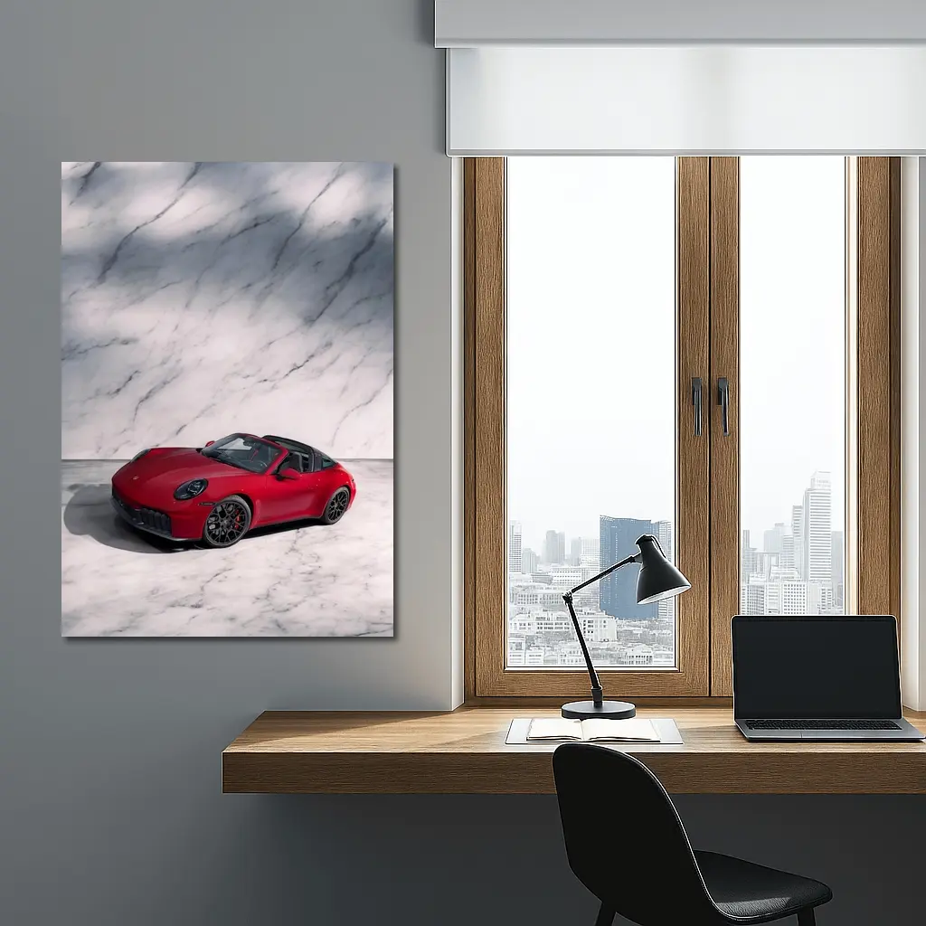 Porsche 911 Targa Red on Marble – Wall Art