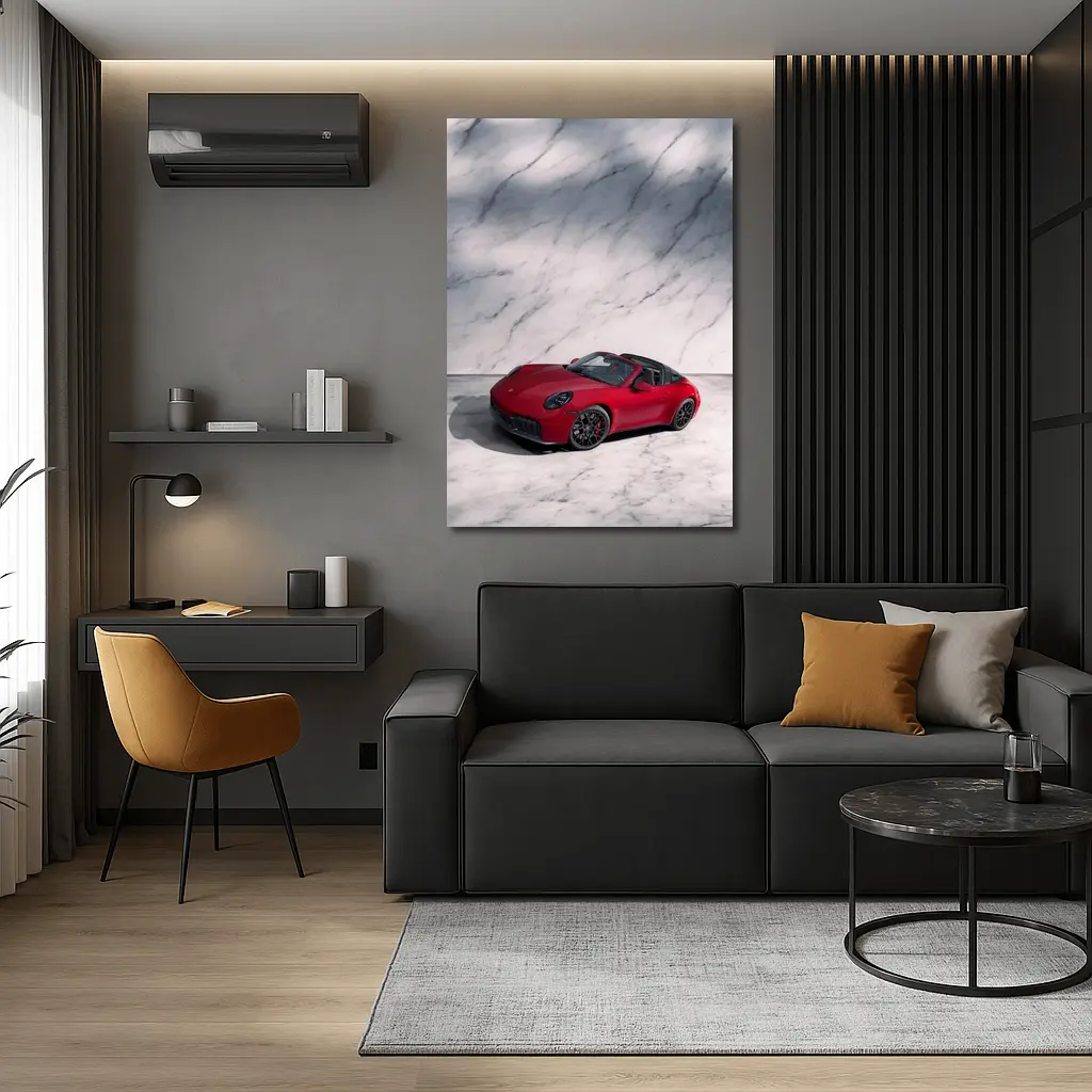 Porsche 911 Targa Red on Marble – Wall Art