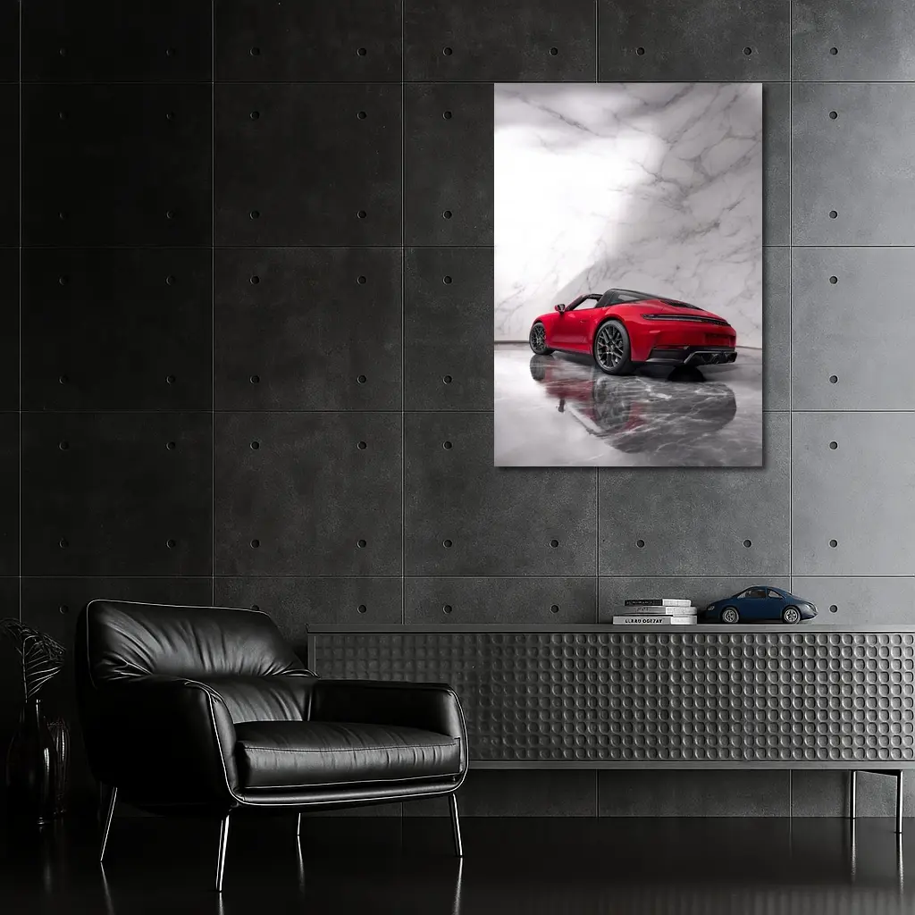 Red Porsche 911 Targa Marble Studio – Wall Art