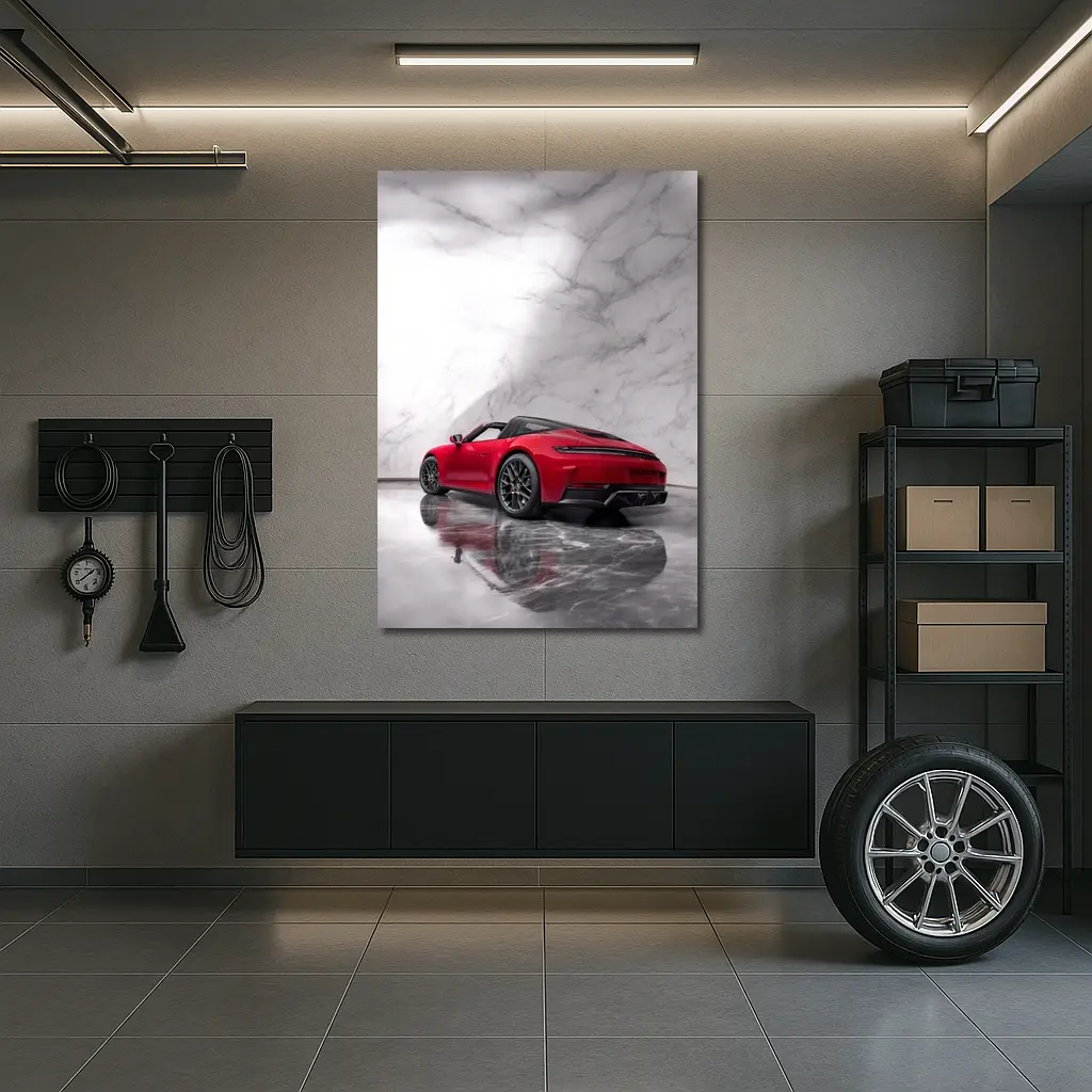 Red Porsche 911 Targa Marble Studio – Wall Art