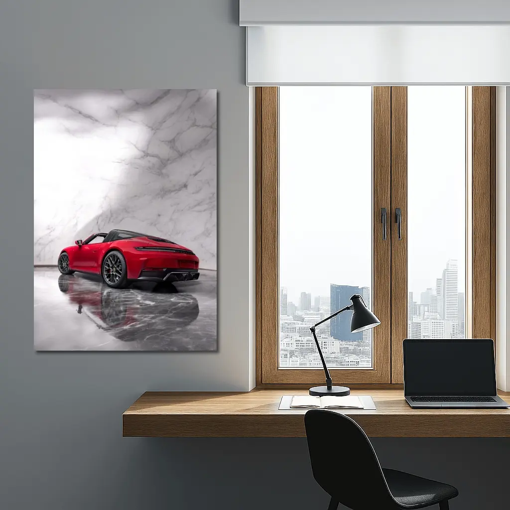 Red Porsche 911 Targa Marble Studio – Wall Art