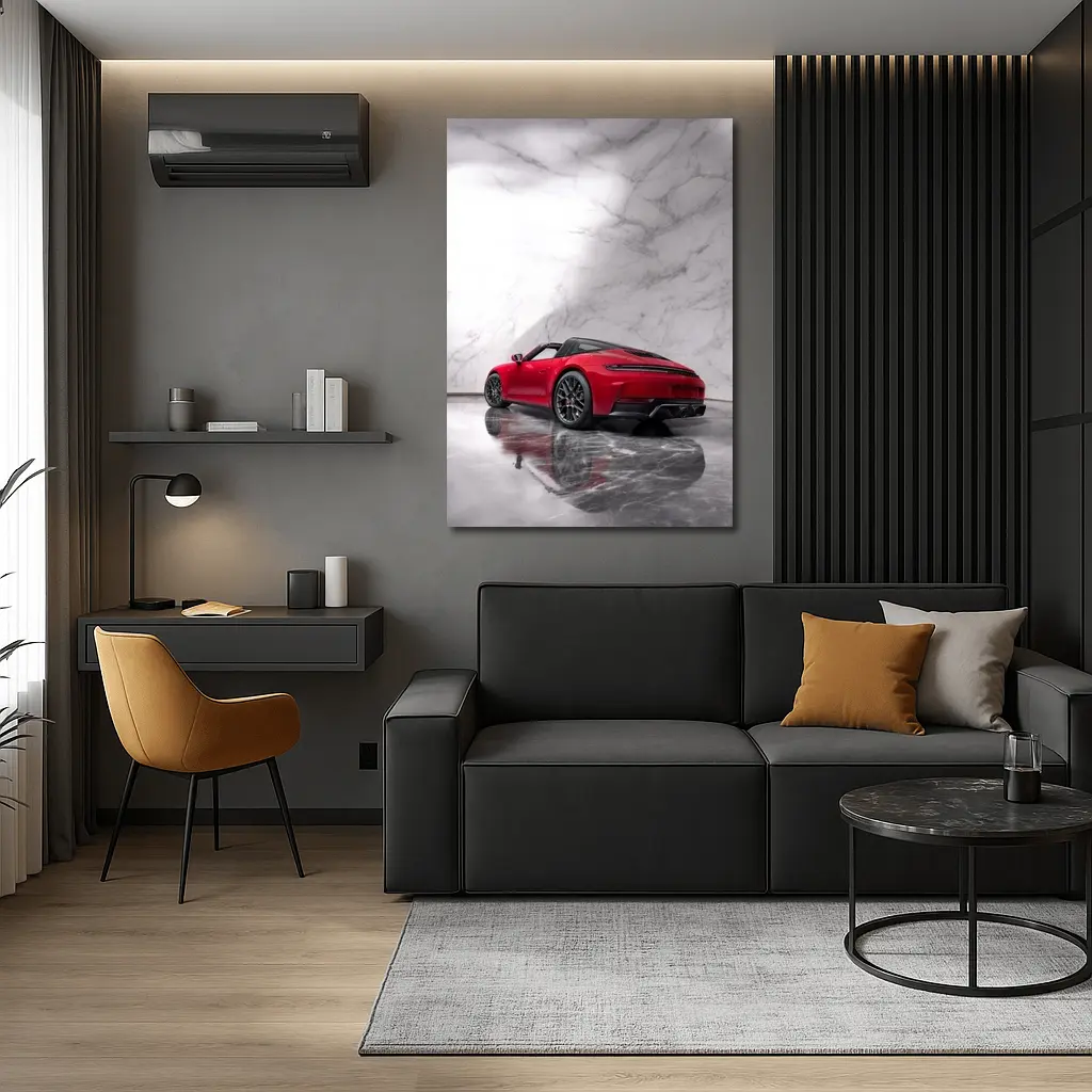 Red Porsche 911 Targa Marble Studio – Wall Art