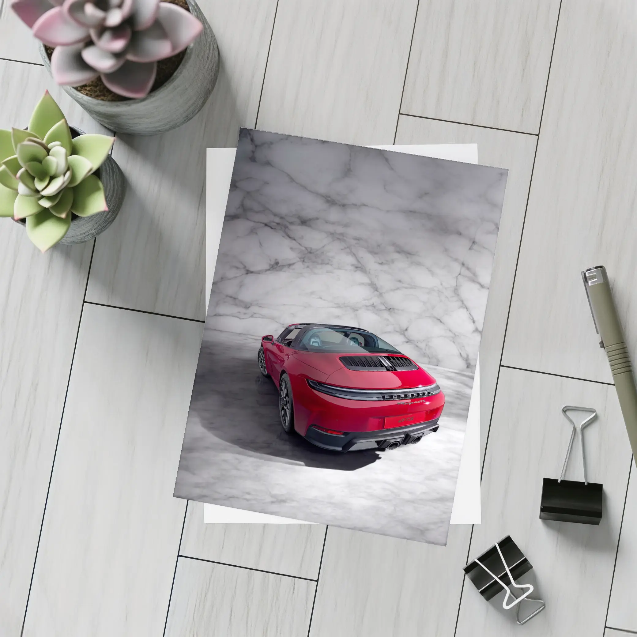 Porsche 911 Targa Red Marble Studio – Postcards
