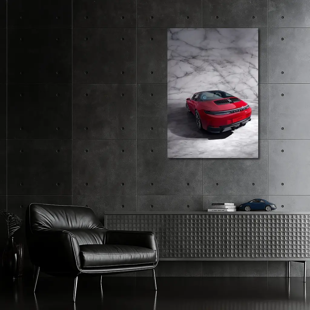 Porsche 911 Targa Red Marble Studio – Wall Art