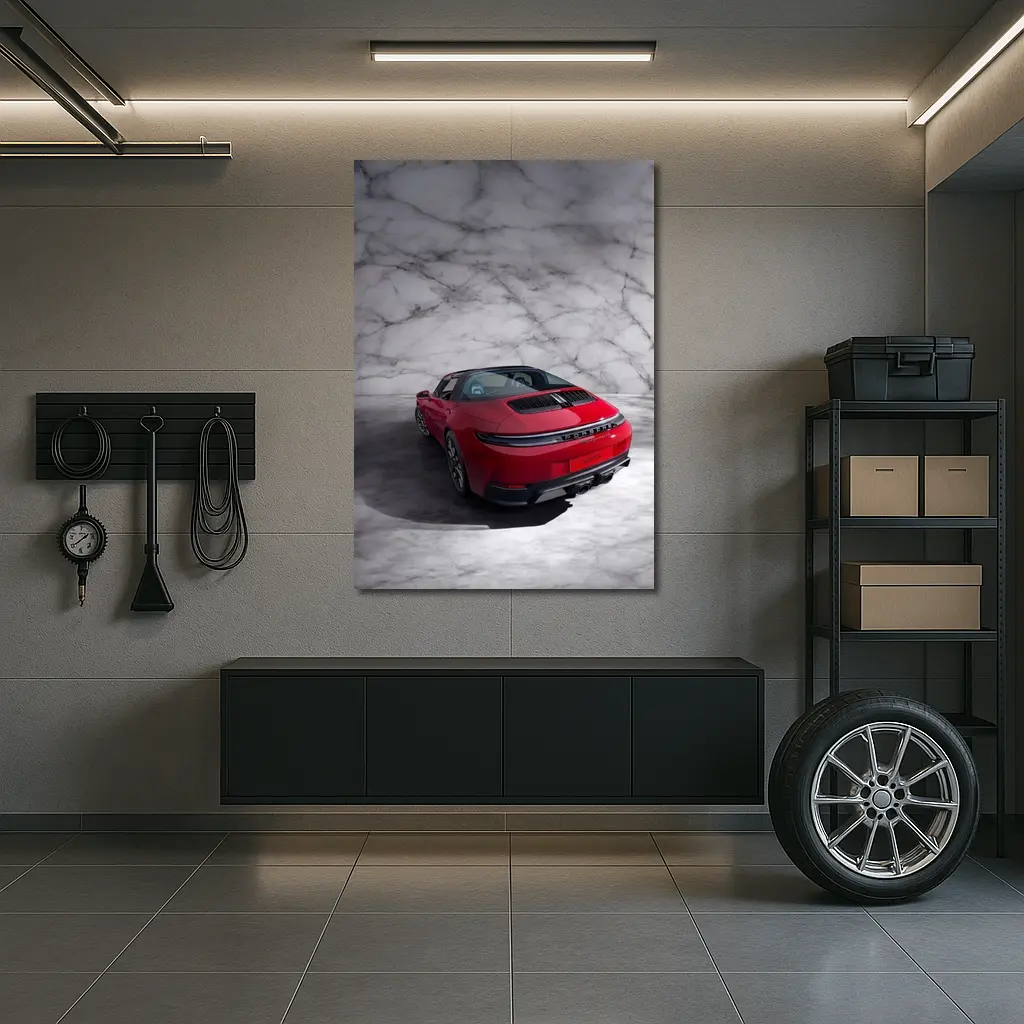 Porsche 911 Targa Red Marble Studio – Wall Art