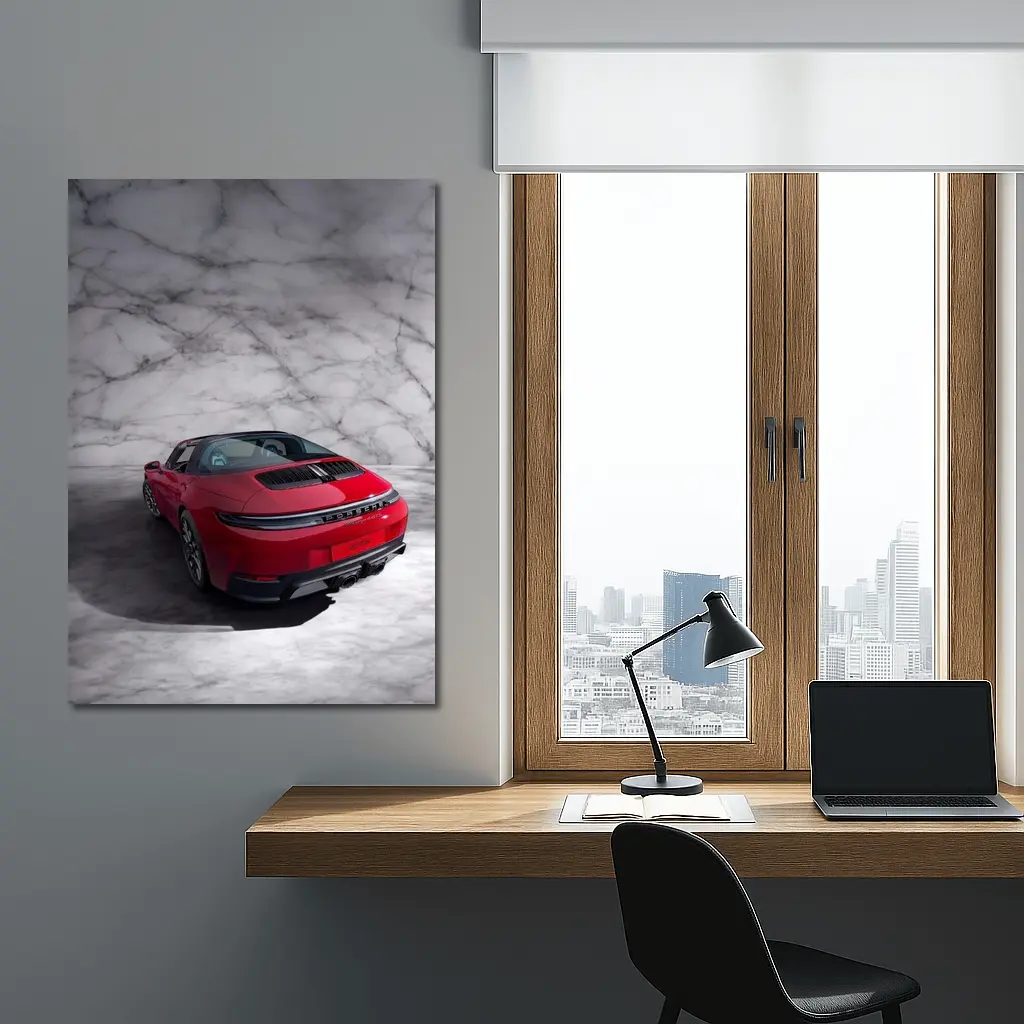 Porsche 911 Targa Red Marble Studio – Wall Art