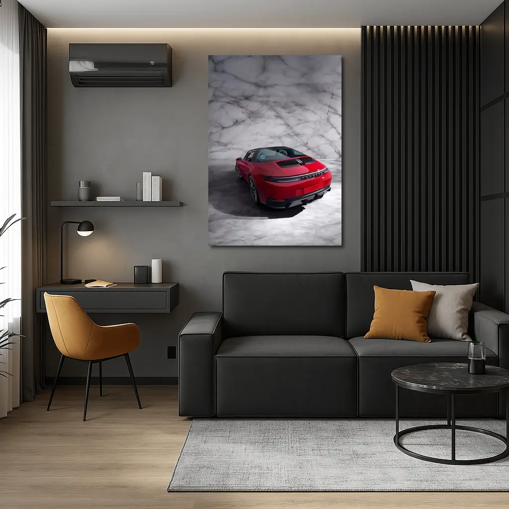 Porsche 911 Targa Red Marble Studio – Wall Art