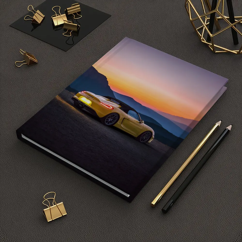 Porsche Boxster Yellow Rear Sunset Mountains – Notebooks