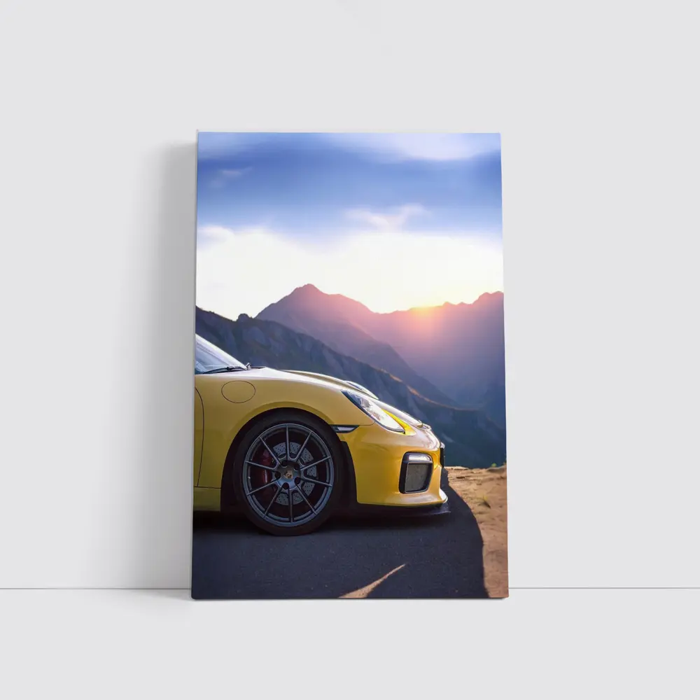 Yellow Porsche 911 GT2 Mountain Sunset – Wall Art