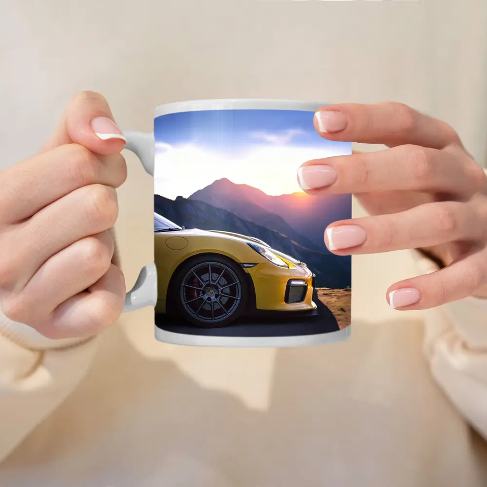 Yellow Porsche 911 GT2 Mountain Sunset – Mugs
