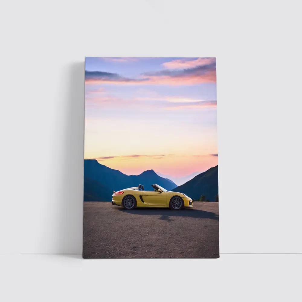 Porsche Boxster Spyder Yellow Mountain Sunset – Wall Art