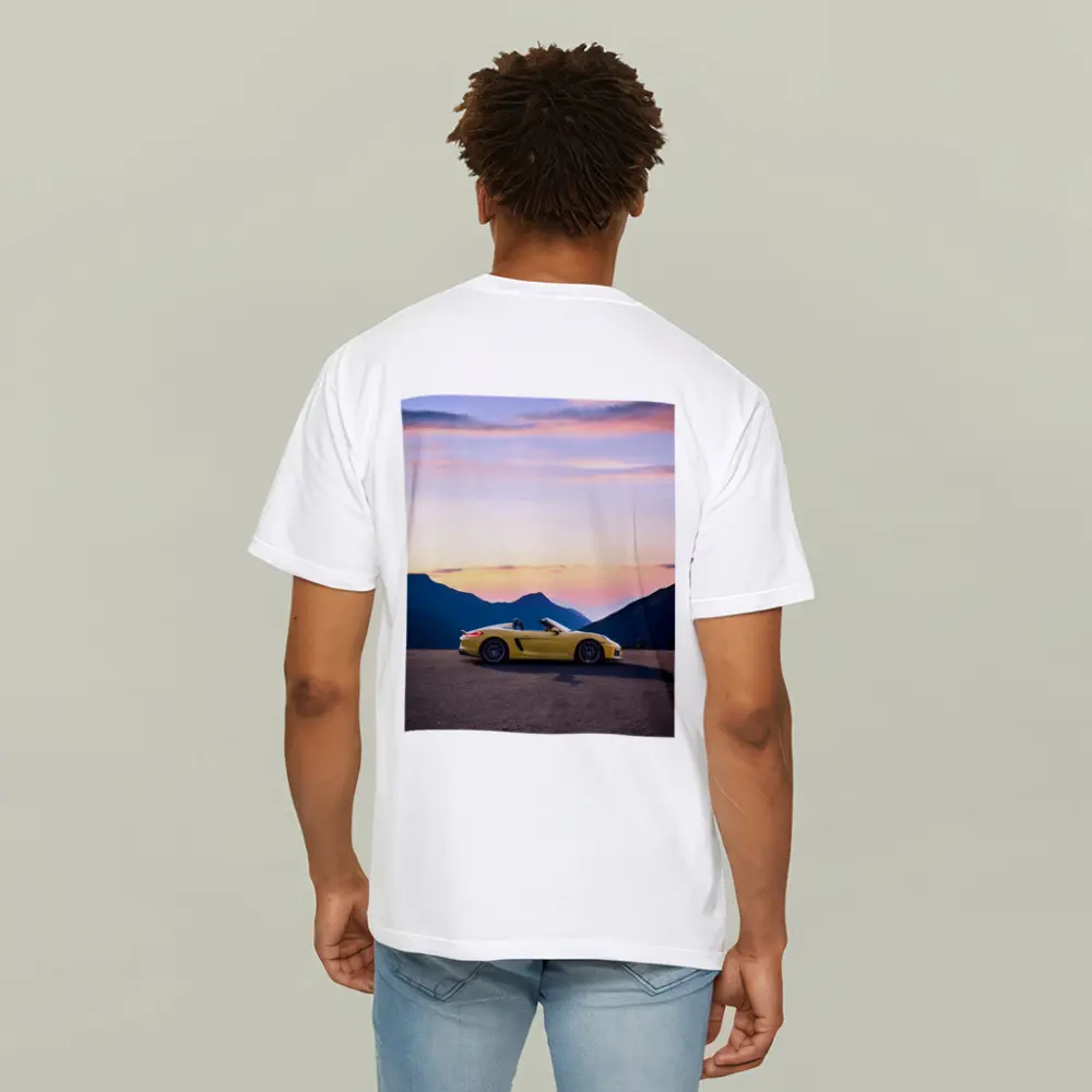 Porsche Boxster Spyder Yellow Mountain Sunset – T-Shirts