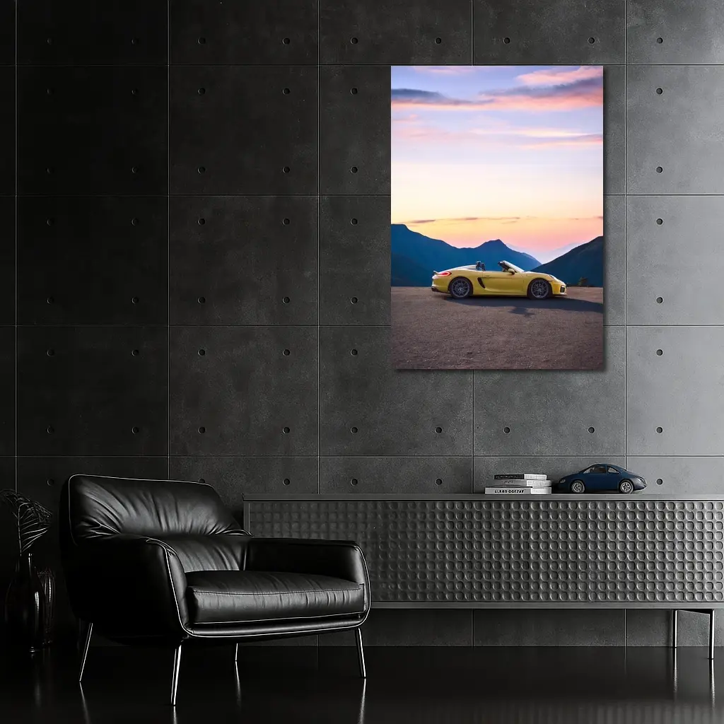 Porsche Boxster Spyder Yellow Mountain Sunset – Wall Art