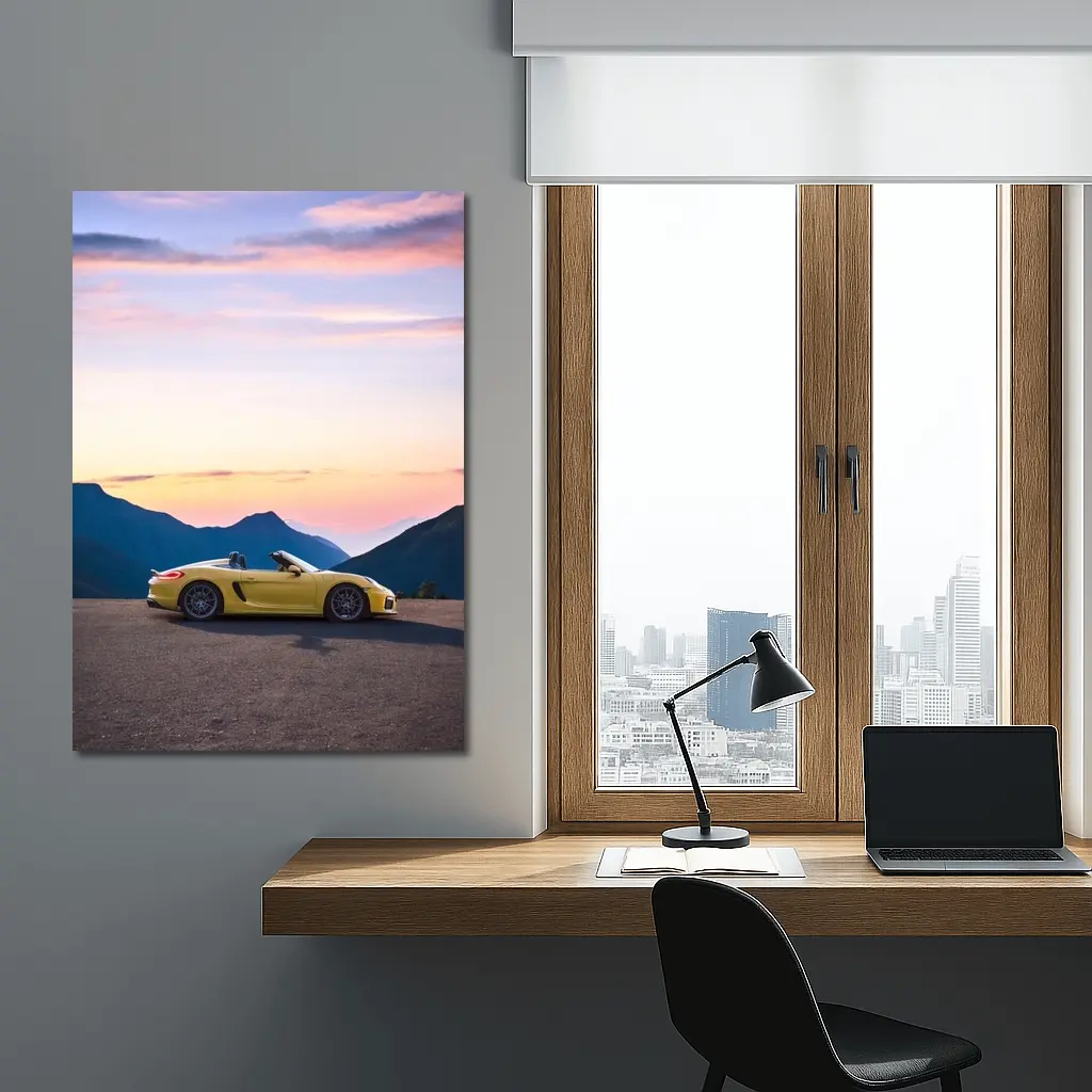 Porsche Boxster Spyder Yellow Mountain Sunset – Wall Art