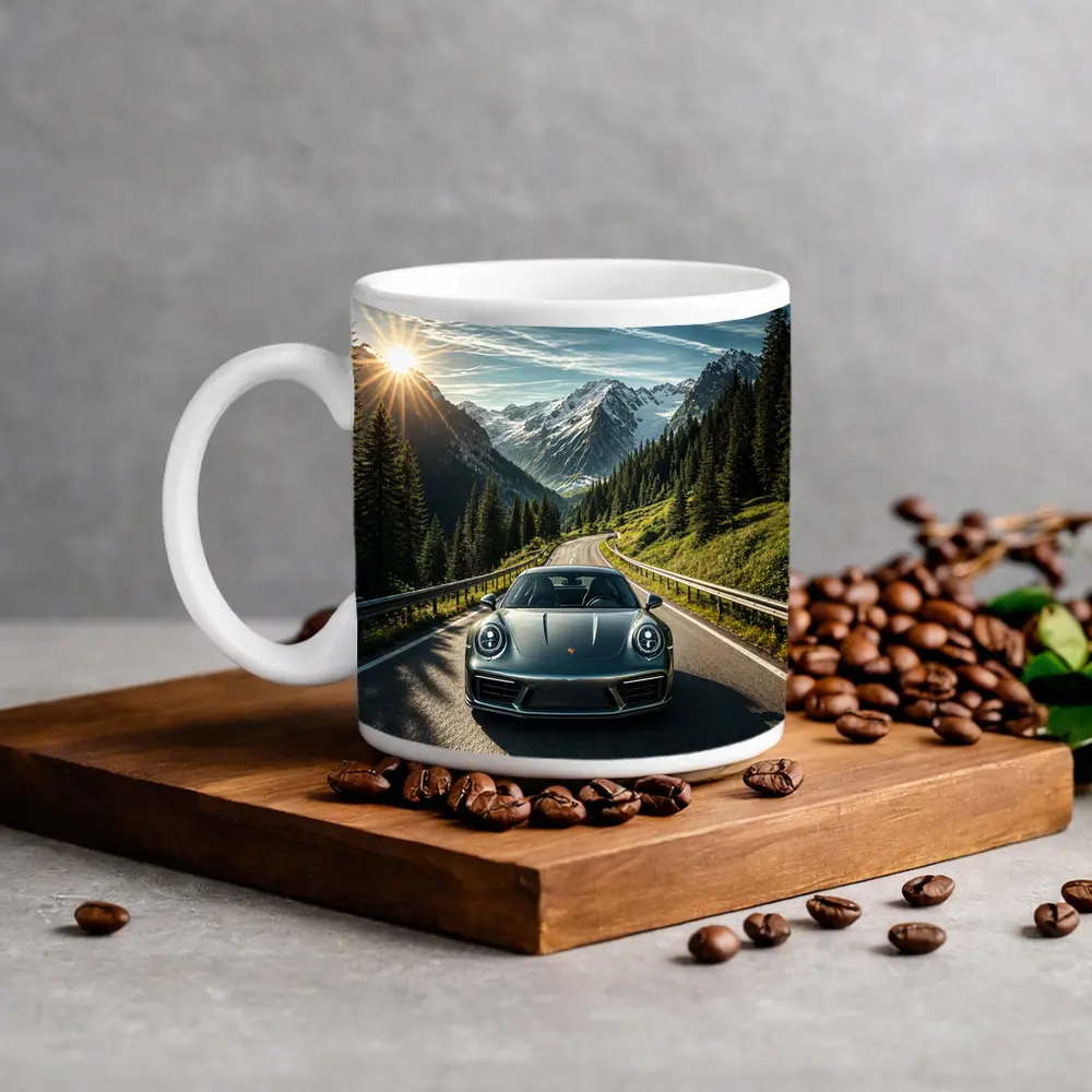 Porsche 911 on Scenic Mountain Road – Mugs