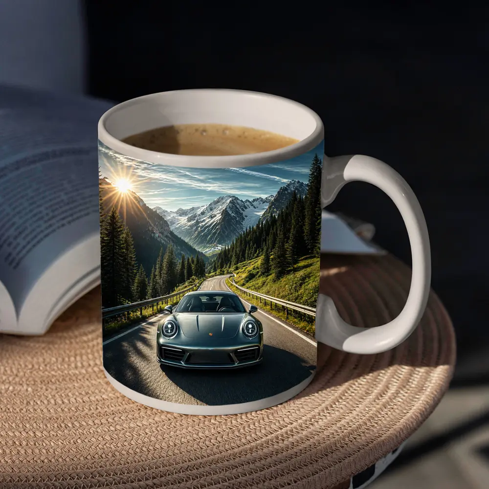Porsche 911 on Scenic Mountain Road – Mugs