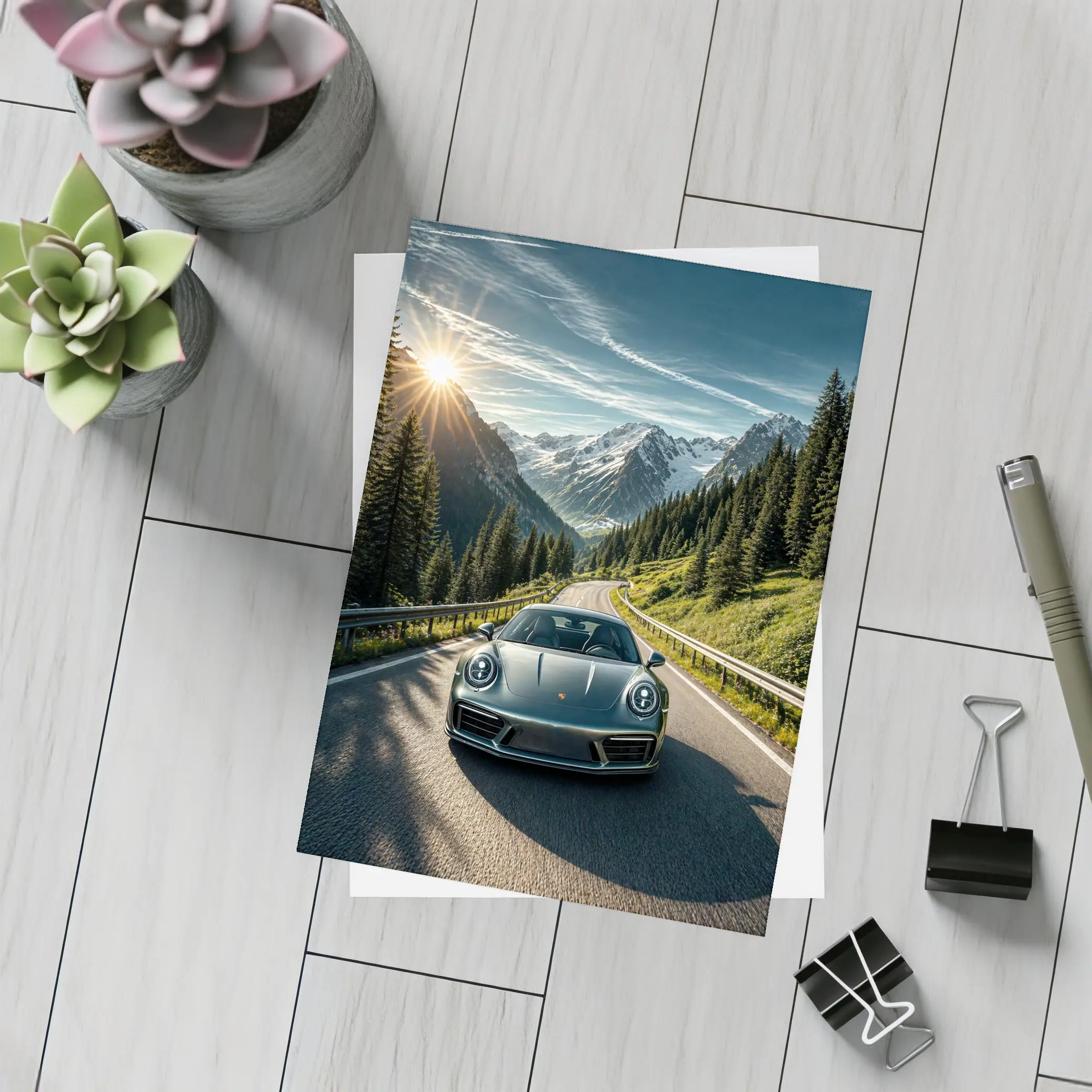 Porsche 911 on Scenic Mountain Road – Postcards