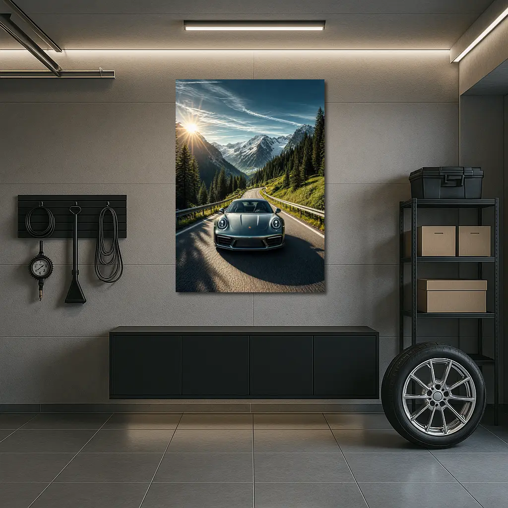 Porsche 911 on Scenic Mountain Road – Wall Art