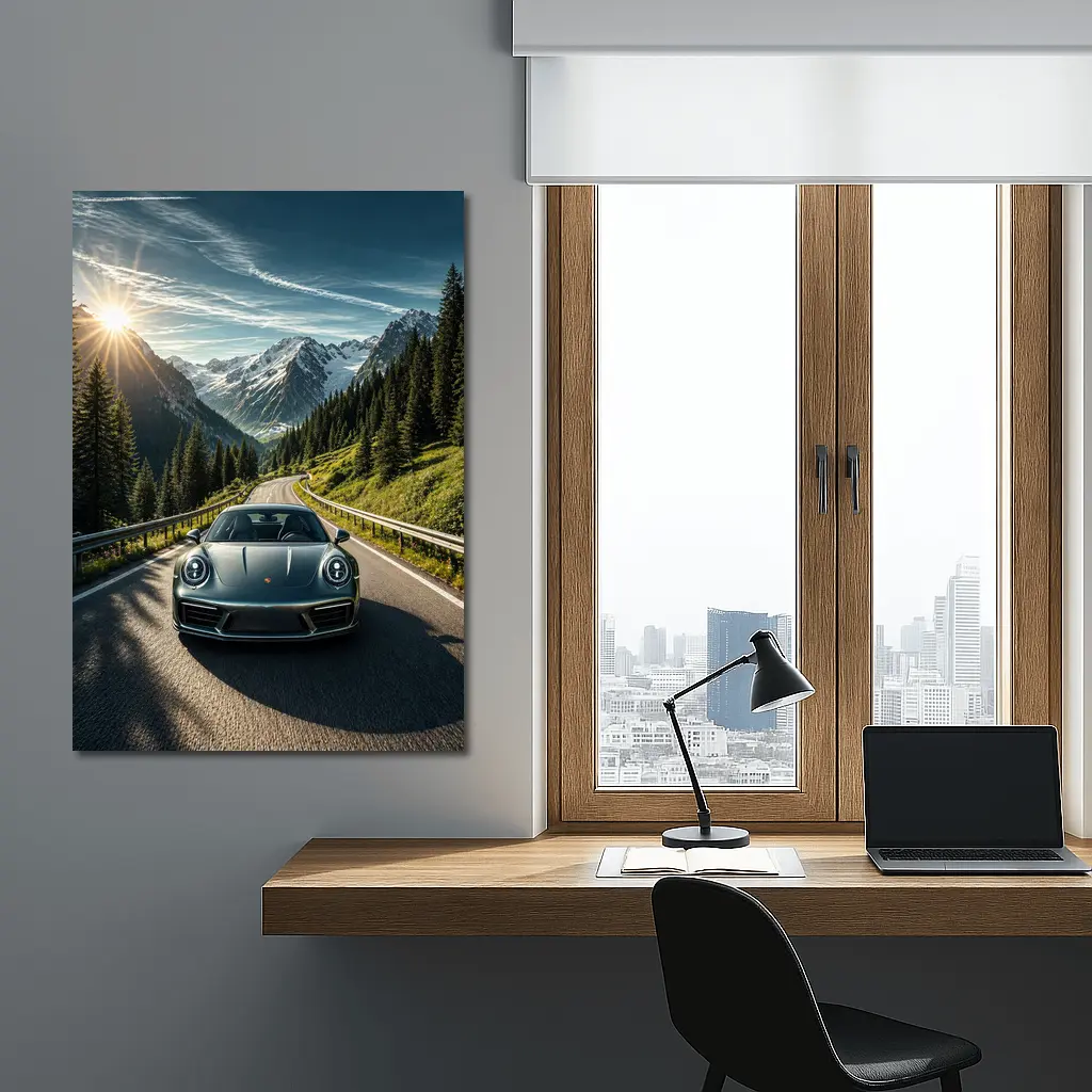 Porsche 911 on Scenic Mountain Road – Wall Art
