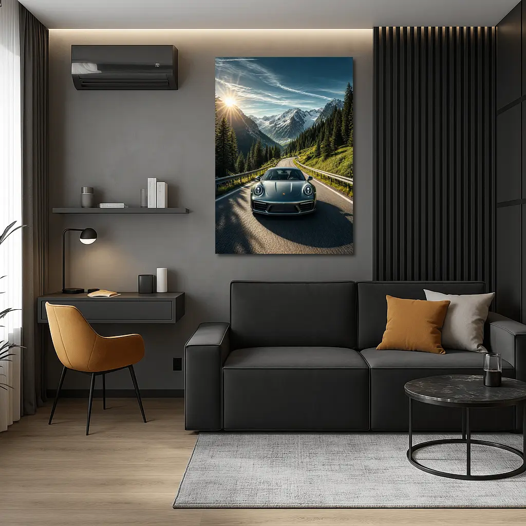 Porsche 911 on Scenic Mountain Road – Wall Art