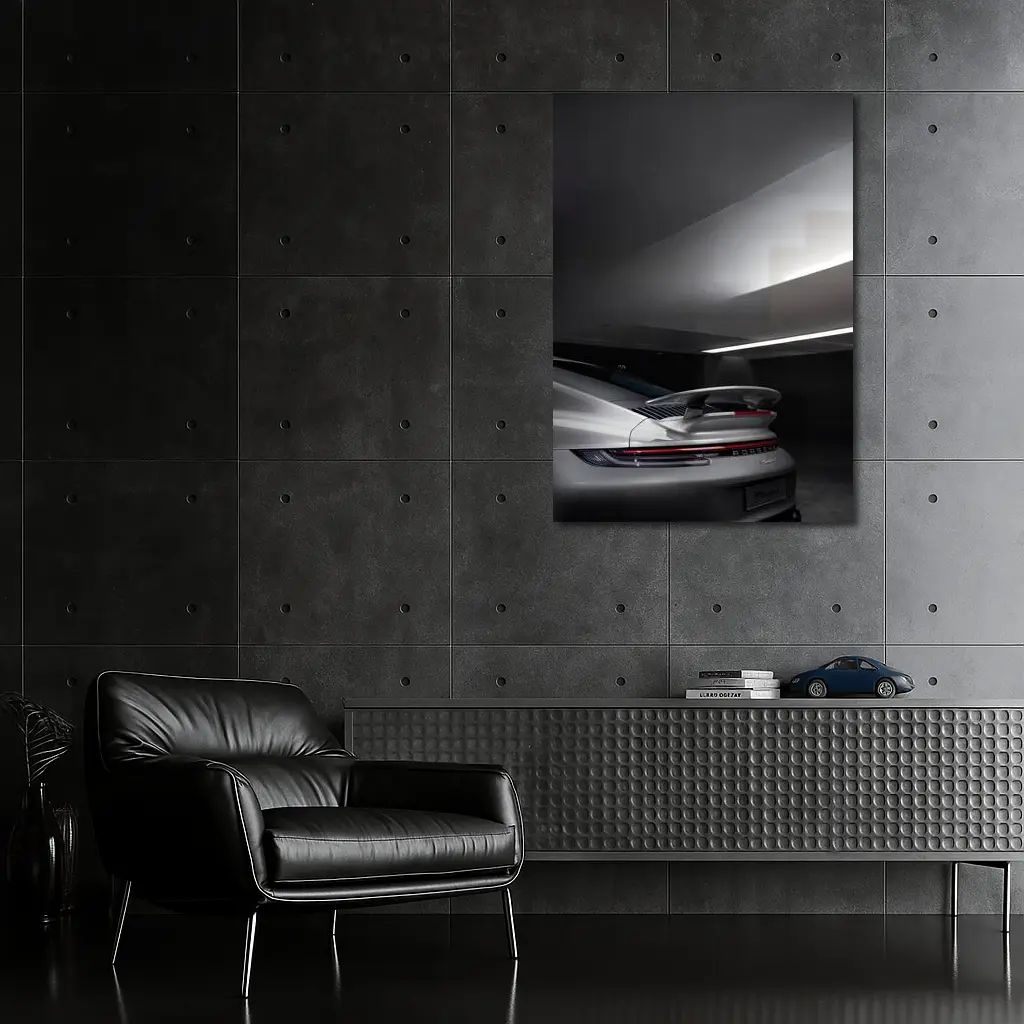 Porsche 911 Rear Spoiler Dark Garage – Wall Art