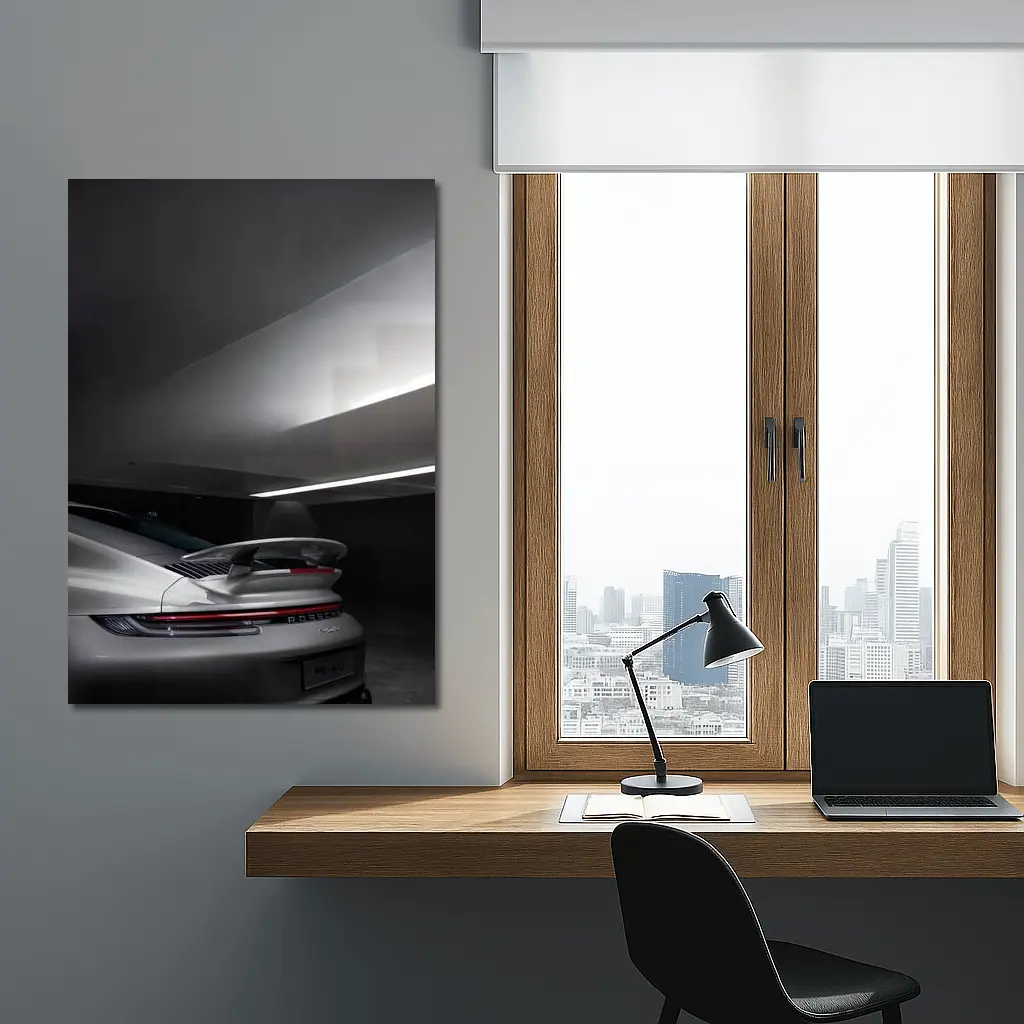 Porsche 911 Rear Spoiler Dark Garage – Wall Art