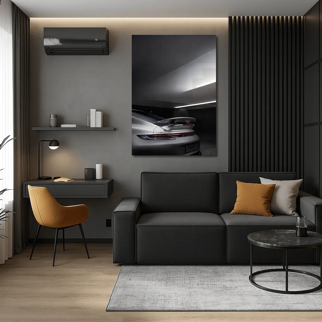 Porsche 911 Rear Spoiler Dark Garage – Wall Art