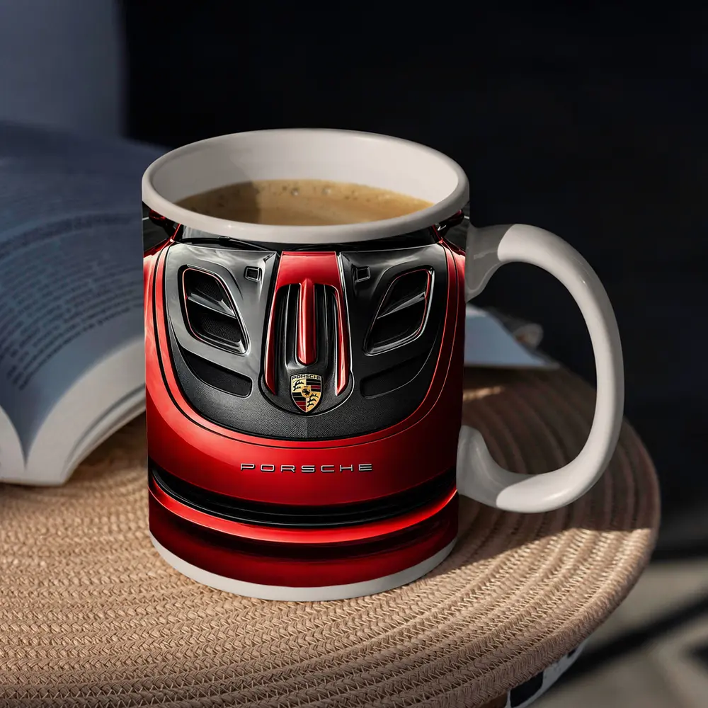 Porsche 911 Red Carbon Hood Close Up – Mugs