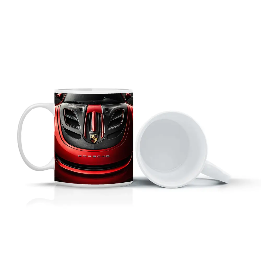 Porsche 911 Red Carbon Hood Close Up – Mugs
