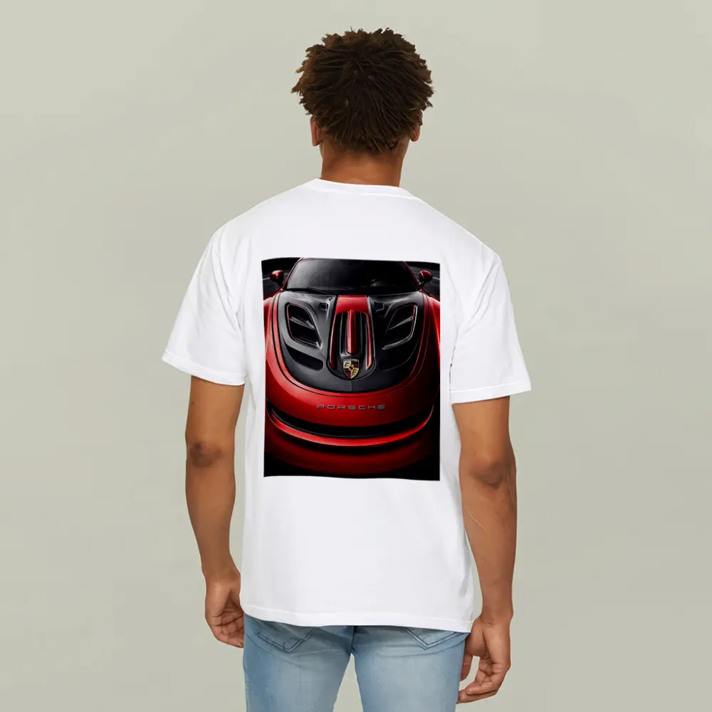 Porsche 911 Red Carbon Hood Close Up – T-Shirts