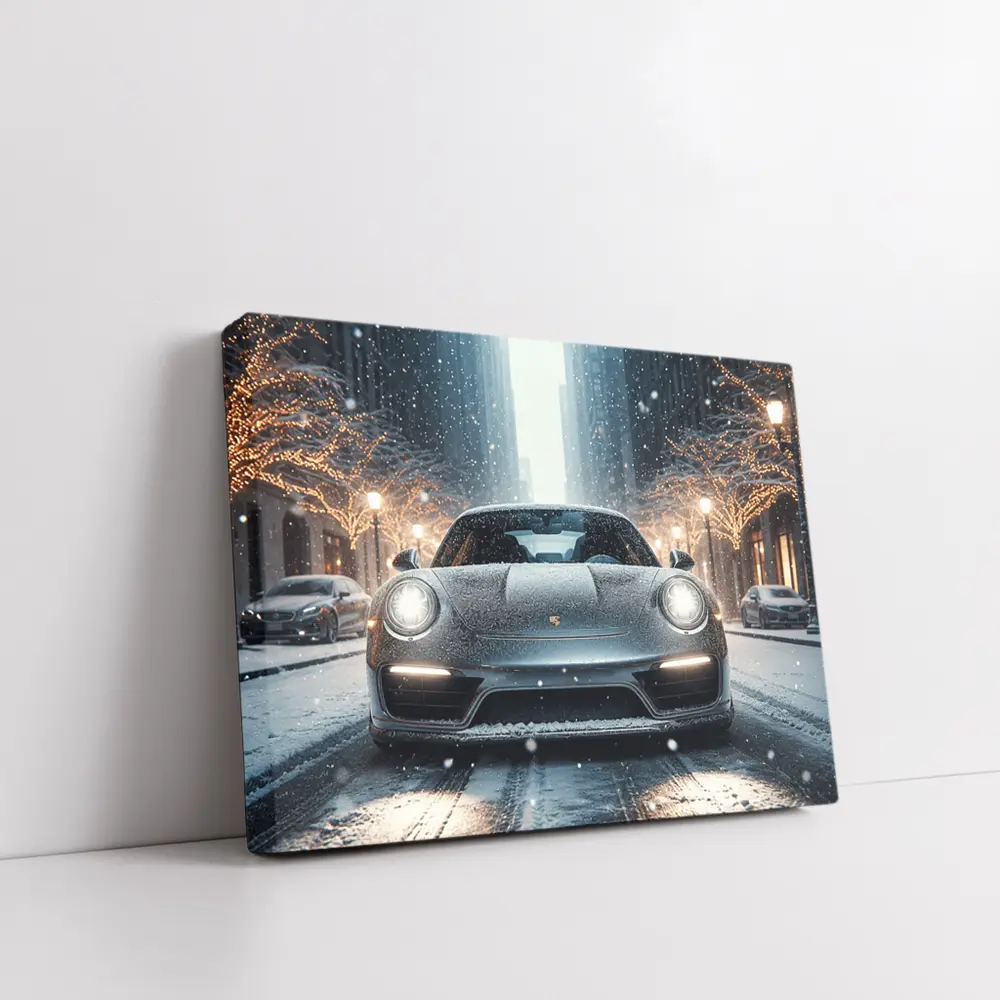 Porsche 911 Turbo Snowy City Street – Wall Art