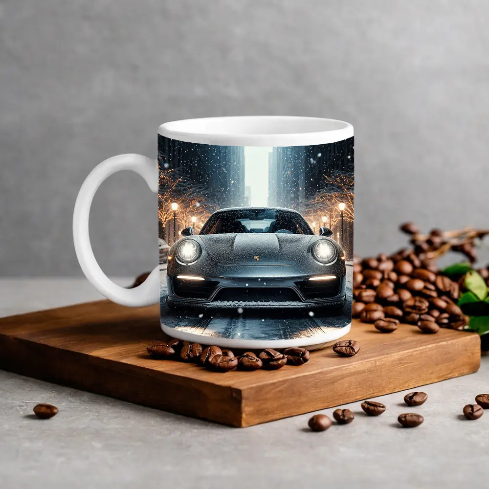 Porsche 911 Turbo Snowy City Street – Mugs