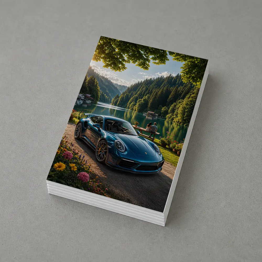 Porsche 911 Turbo S Blue Lake Forest – Postcards
