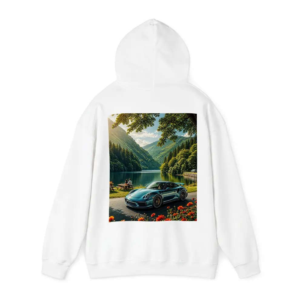 Porsche 911 Turbo S Mountain Lake Scene – Hoodies